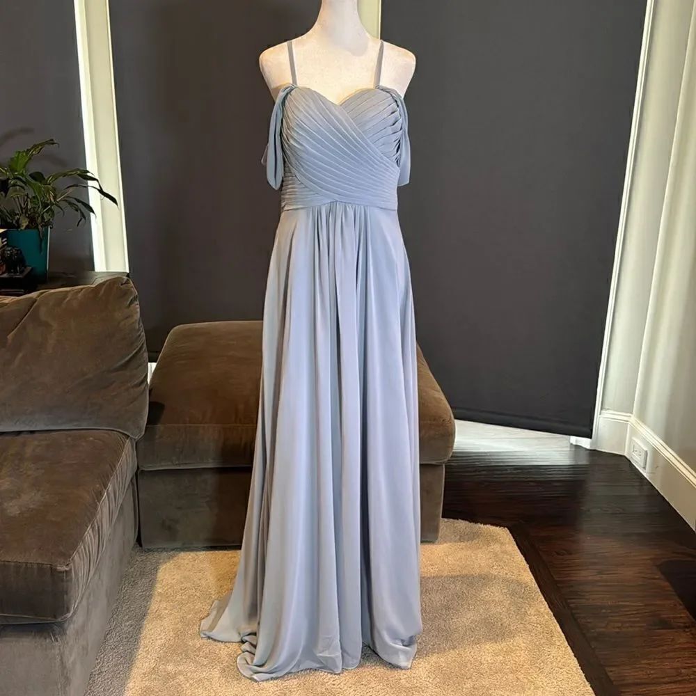 Women’s Full Length Chiffon Off the Shoulder Formal Dress Corset Back Size 10